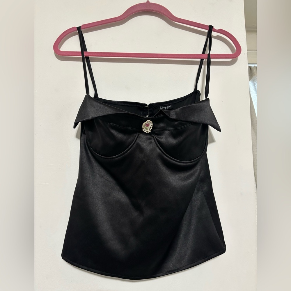 Enduring Kairos Satin Black Monica Corset Top